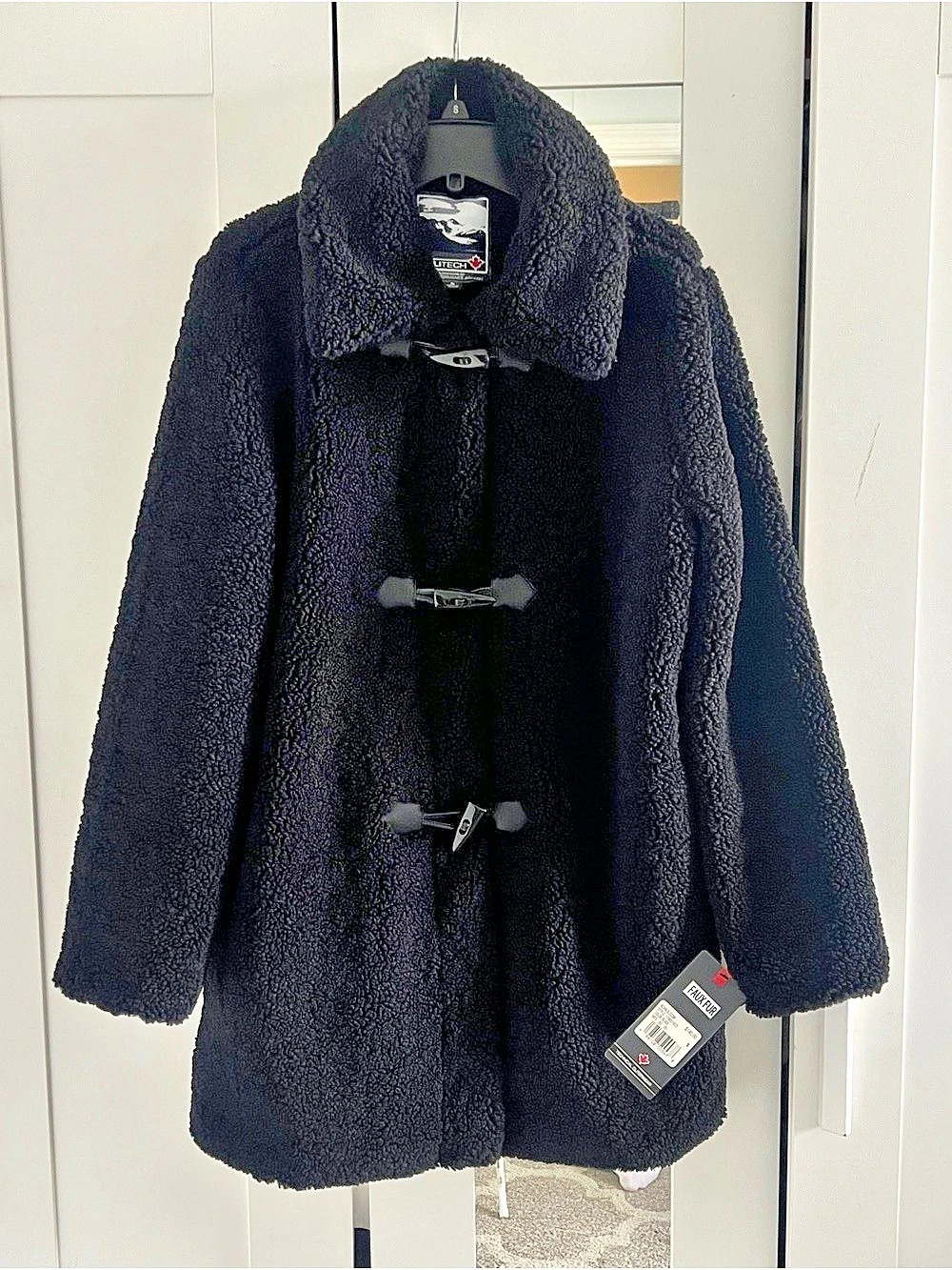 Halitech Faux Fur Sherpa Teddy Coat Black Size Small NWT